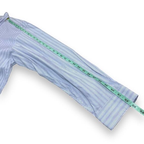 Ralph Lauren Shirt 17.5 34/35 Blue Pinstripe Yarmouth Long Sleeve Button Down‎ - Picture 9 of 9